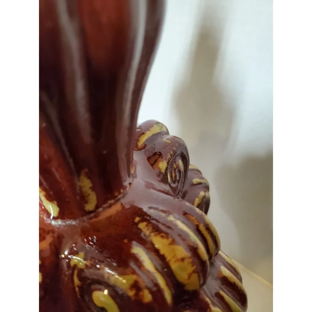 Vintage Set Decorative Finial Ceramic Burgundy Glaze 1 Has Repairs See Pics